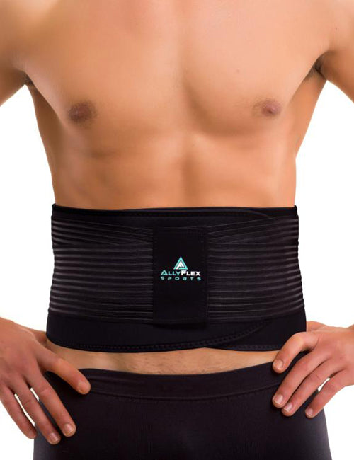 AllyFlex Sports Plus Size Back Brace Lumbosacral Support Belt for Lower  Back Pain - 3D Knit Reinforced Compression Breathable Slim Fit for Men and