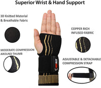 NeoAlly® Copper Wrist Support with Adjustable Strap for Custom Fit | Breathable Fabric for Comfort | NeoAllySports.com