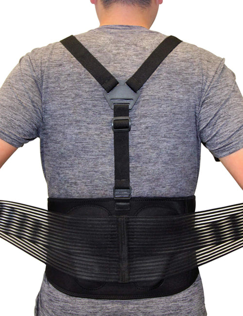 AllyFlex Sports Lumbar Support Back Brace with Suspenders L