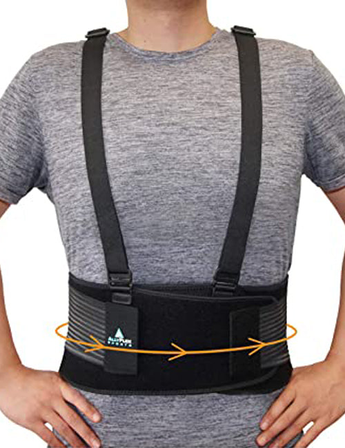 AllyFlex Sports® Lumbar Support Back Brace with Suspenders