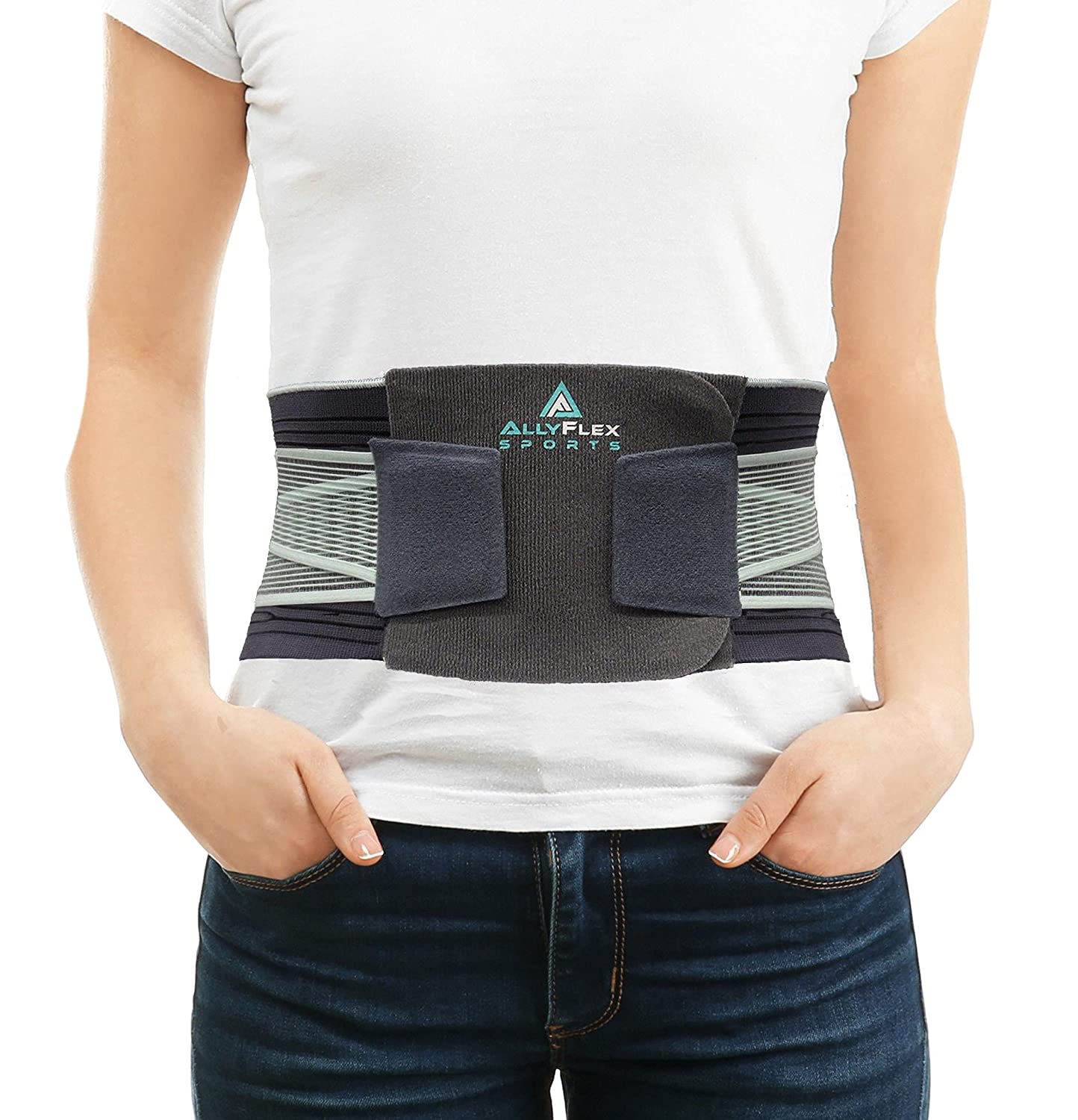 AllyFlex Sports Lumbar Support Back Brace for Men Women Ergonomic Design and Lightweight Breathable Material Provide Back Support and Pain Relief