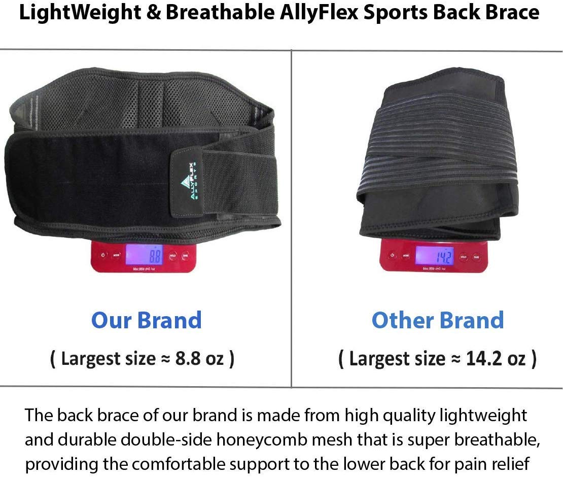 AllyFlex Sports - Back Brace Lumbar Support Belt for Women and Men -  High-Tech Cooling Technology Orthopedic 3D Lumbar Pads for Lower Back Pain  Relief (Medium)