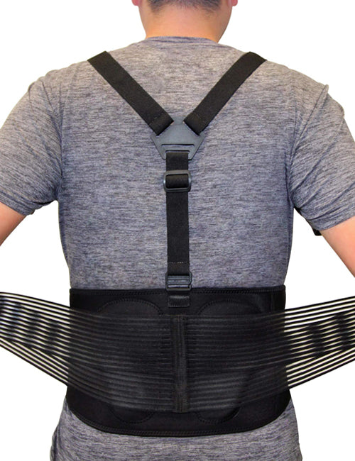 AllyFlex Sports® Lumbar Support Back Brace with Suspenders - Adjustable Straps for Custom Fit | NeoAllySports.com
