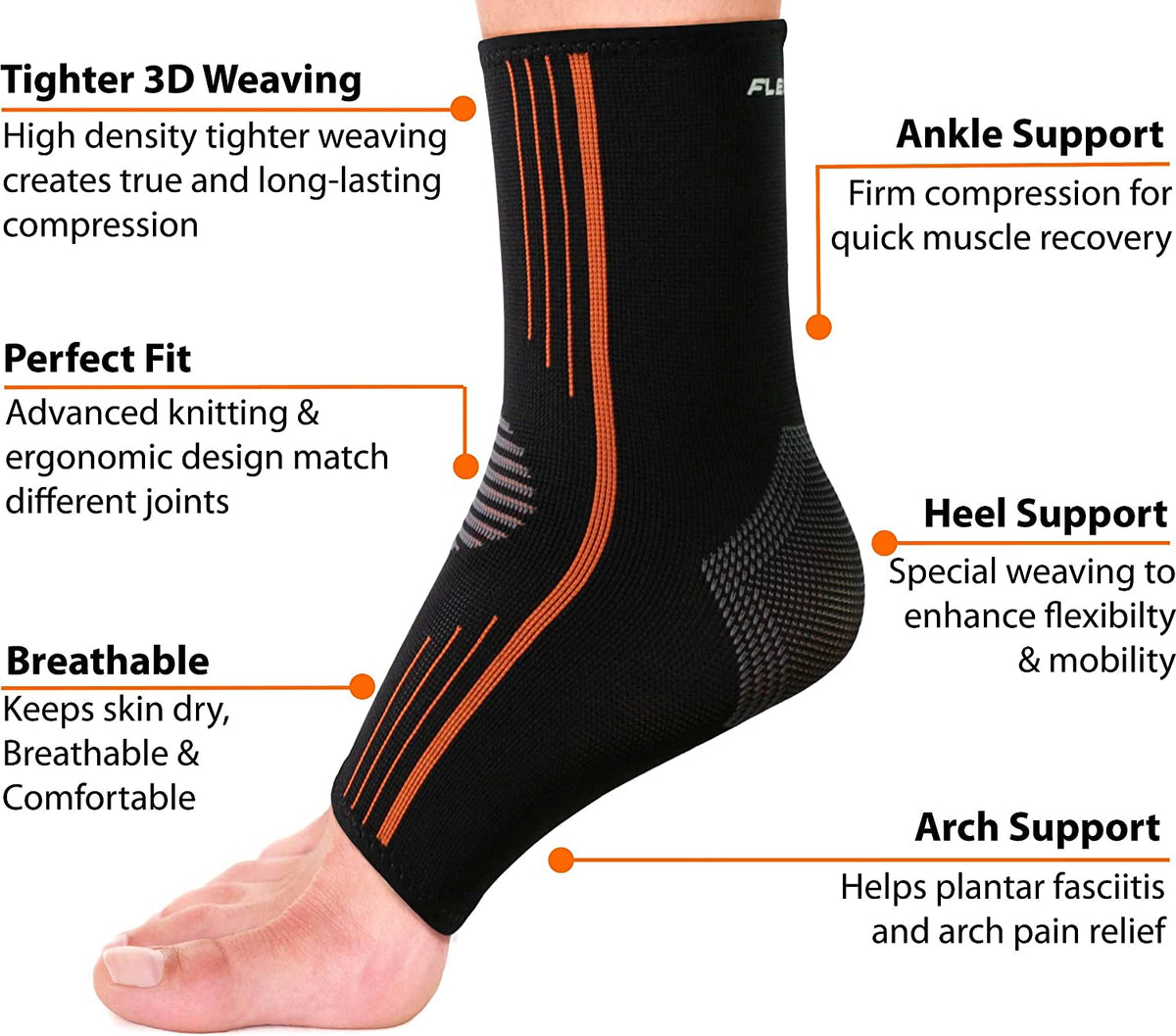 NeoAlly® Compression Ankle Sleeves - High Compression | Breathable, Long-Lasting Compression, Arch Support | NeoAllySports.com